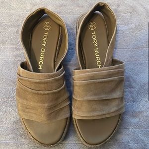 NEW Tory Burch slides suede leather espadrille sling back 9m